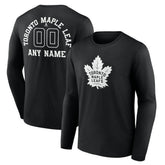 NHL Black Toronto Maple Leafs Personalized Name & Number Monochrome Long Sleeve T-Shirt