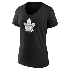 NHL Black Toronto Maple Leafs Women's Personalized Name & Number Monochrome V-Neck T-Shirt