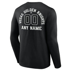 NHL Black Vegas Golden Knights Personalized Name & Number Monochrome Long Sleeve T-Shirt