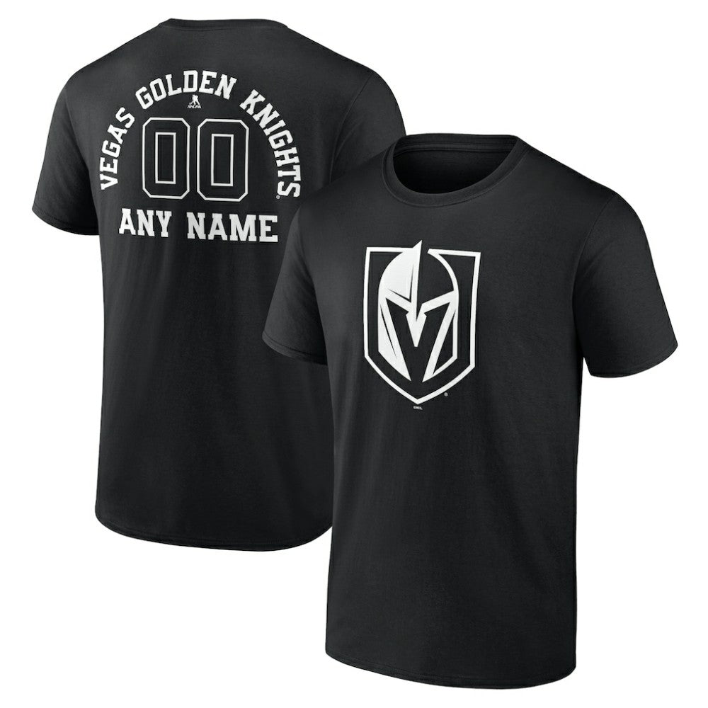 NHL Black Vegas Golden Knights Personalized Name & Number Monochrome T-Shirt