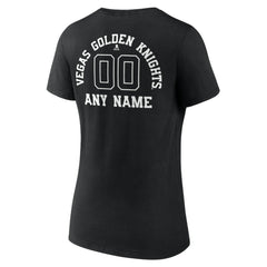 NHL Black Vegas Golden Knights Women's Personalized Name & Number Monochrome V-Neck T-Shirt