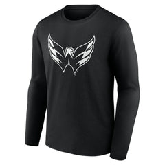 NHL Black Washington Capitals Personalized Name & Number Monochrome Long Sleeve T-Shirt