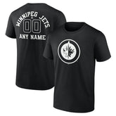NHL Black Winnipeg Jets Personalized Name & Number Monochrome T-Shirt