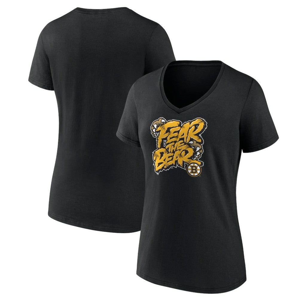 NHL Black Boston Bruins Women's Native V-Neck T-Shirt