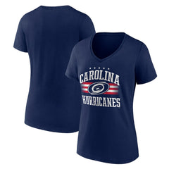 NHL Navy Carolina Hurricanes Women's Americana Team V-Neck T-Shirt