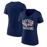 NHL Navy Chicago Blackhawks Women's Americana Team V-Neck T-Shirt