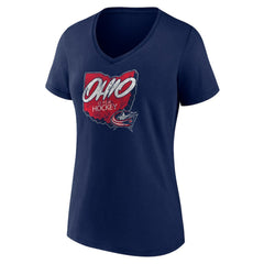 NHL Navy Columbus Blue Jackets Women's Native V-Neck T-Shirt