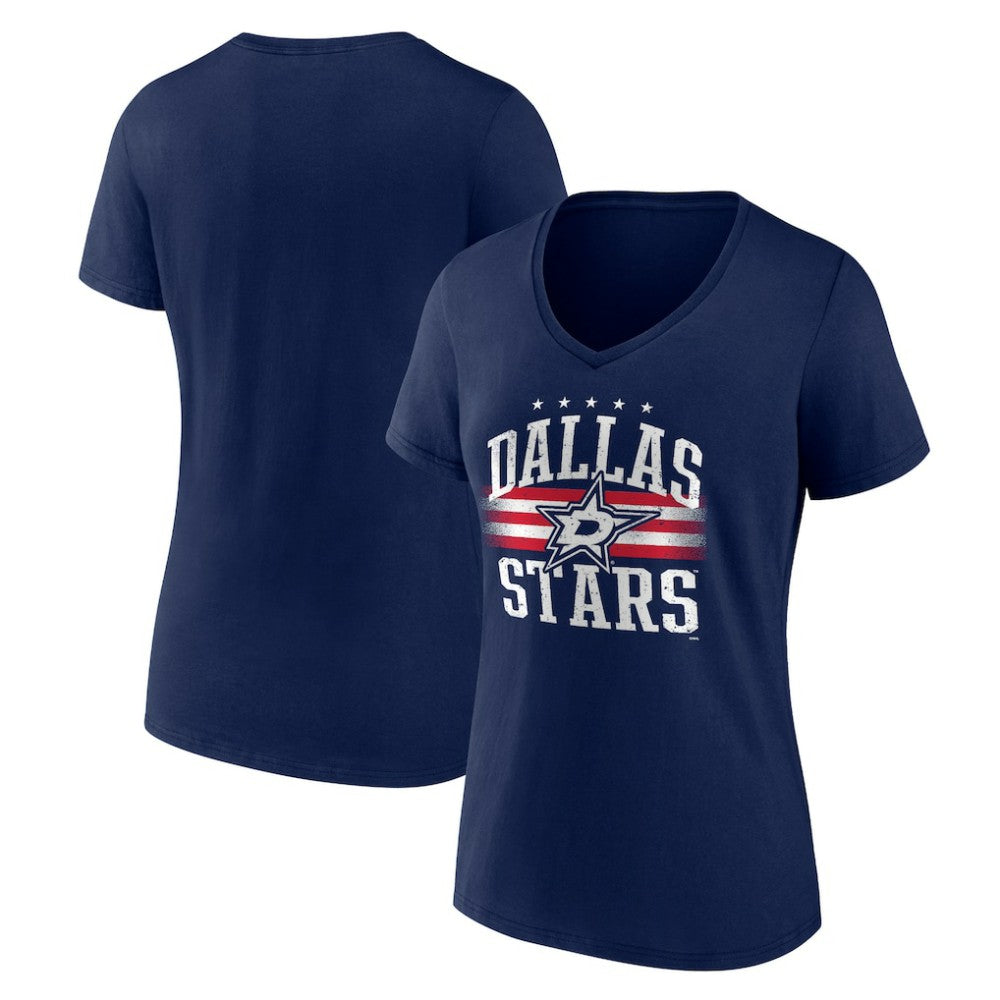 NHL Navy Dallas Stars Women's Americana Team V-Neck T-Shirt