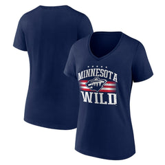 NHL Navy Minnesota Wild Women's Americana Team V-Neck T-Shirt