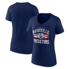 NHL Navy Nashville Predators Women's Americana Team V-Neck T-Shirt