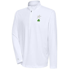 NHL White Dallas Stars Antigua Shamrock Tribute Quarter-Zip Pullover Top