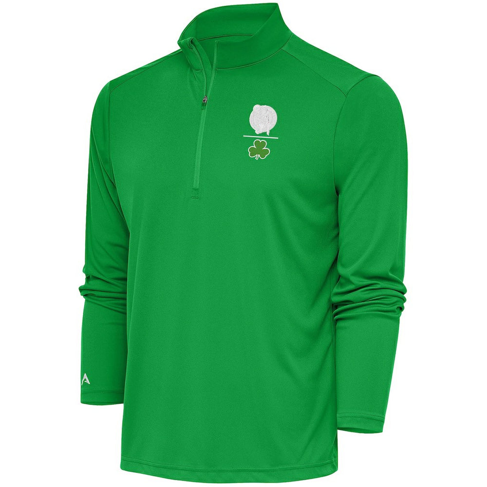 NBA Boston Celtics Antigua Shamrock Tribute Quarter-Zip Pullover Top