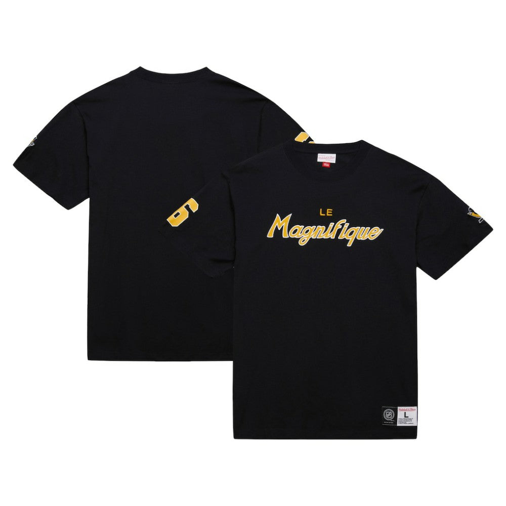 NHL Black Mario Lemieux Pittsburgh Penguins Mitchell & Ness Premium Nickname Vintage Logo T-Shirt