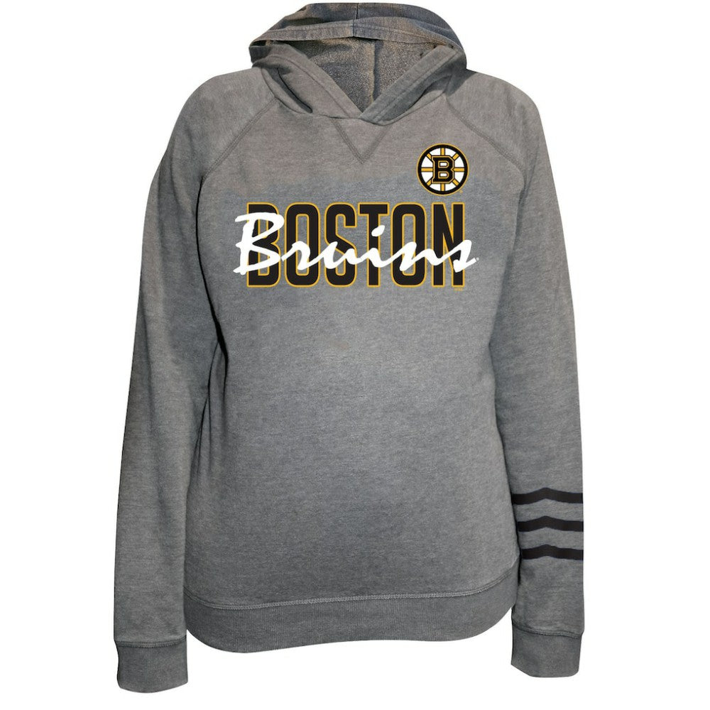 NHL Heather Gray Boston Bruins Fanatics Women's Plus Size Lightweight Fleece Raglan Pullover Hoodie