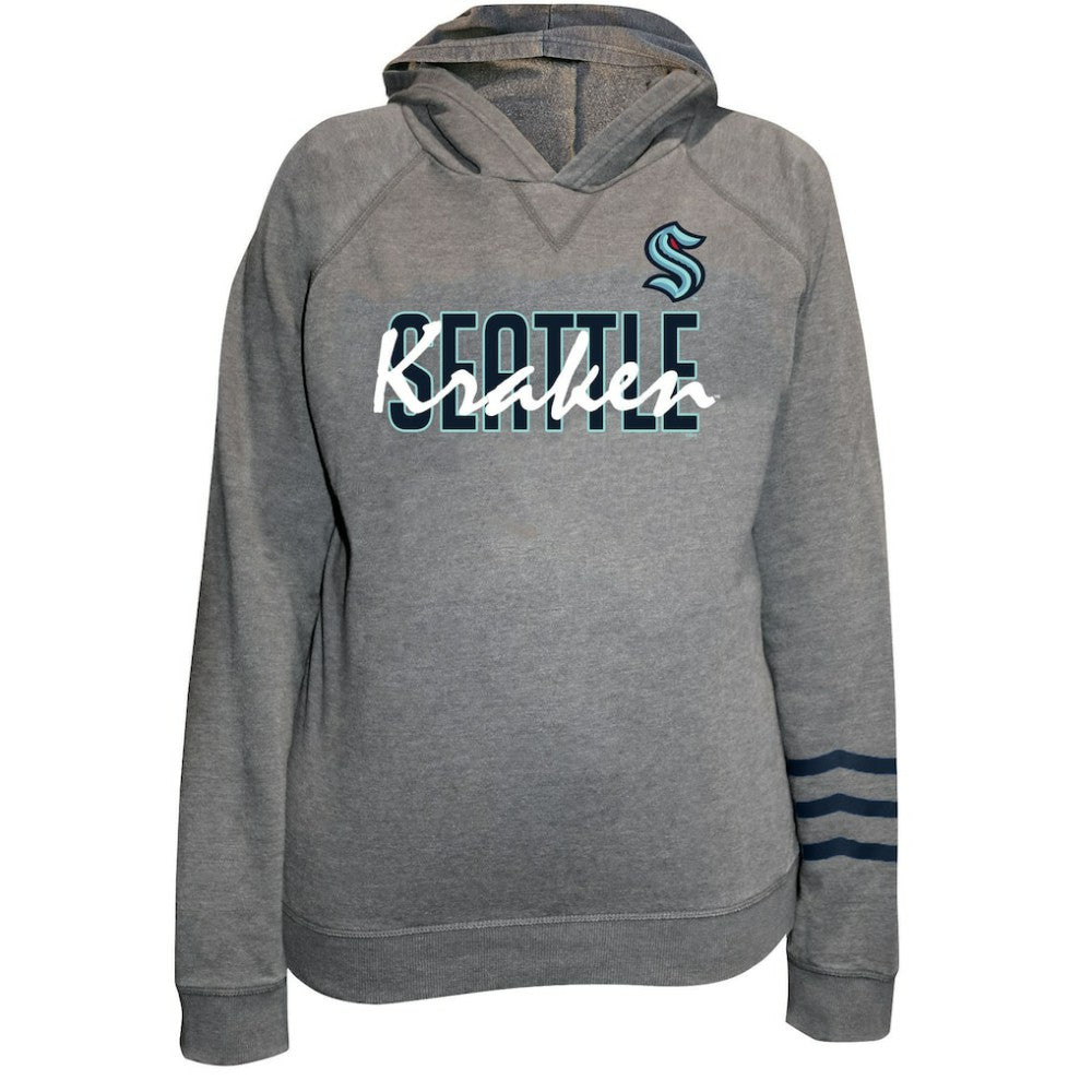 NHL Heather Gray Seattle Kraken Fanatics Women's Plus Size Lightweight Fleece Raglan Pullover Hoodie