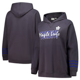 NHL Charcoal Toronto Maple Leafs Fanatics Women's Plus Size Lightweight Fleece Raglan Pullover Hoodie