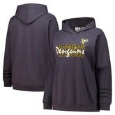 NHL Charcoal Pittsburgh Penguins Fanatics Women's Plus Size Lightweight Fleece Raglan Pullover Hoodie