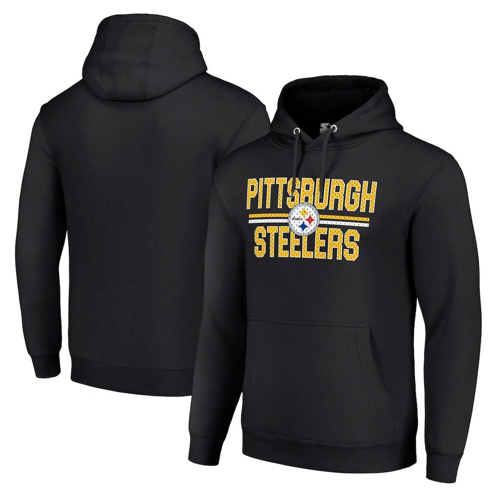 Starter Unisex Team Mesh Print Graphic Tri-Blend Pullover Hoodie - Pittsburgh Steelers