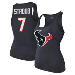 C.J. Stroud Majestic Threads Women's Name & Number Tri-Blend Tank Top - Houston Texans