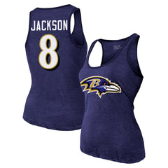 Lamar Jackson Majestic Threads Women's Name & Number Tri-Blend Tank Top - Baltimore Ravens