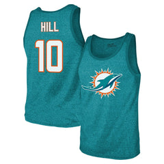 Tyreek Hill Majestic Threads Tri-Blend Player Name & Number Tank Top - Miami Dolphins