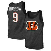 Joe Burrow Majestic Threads Tri-Blend Player Name & Number Tank Top - Cincinnati Bengals