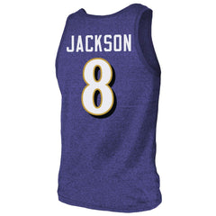 Lamar Jackson Majestic Threads Tri-Blend Player Name & Number Tank Top - Baltimore Ravens