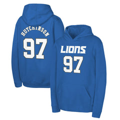Aidan Hutchinson Youth Mainliner Player Name & Number Pullover Hoodie - Detroit Lions