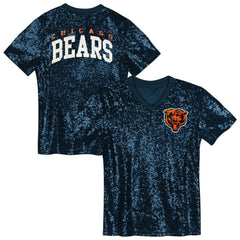 Girls Youth Wordmark Sequin V-Neck Top - Chicago Bears