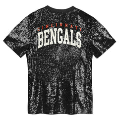 Girls Youth Wordmark Sequin V-Neck Top - Cincinnati Bengals
