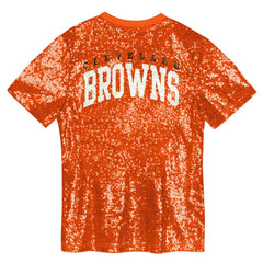 Girls Youth Wordmark Sequin V-Neck Top - Cleveland Browns