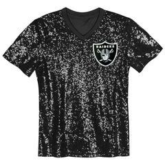 Girls Youth Wordmark Sequin V-Neck Top - Las Vegas Raiders