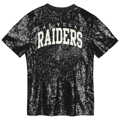 Girls Youth Wordmark Sequin V-Neck Top - Las Vegas Raiders