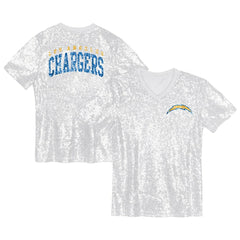 Girls Youth Wordmark Sequin V-Neck Top - Los Angeles Chargers