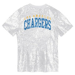 Girls Youth Wordmark Sequin V-Neck Top - Los Angeles Chargers