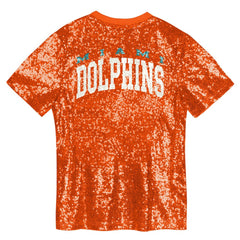 Girls Youth Wordmark Sequin V-Neck Top - Miami Dolphins