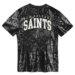 Girls Youth Wordmark Sequin V-Neck Top - New Orleans Saints