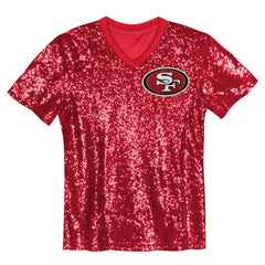 Girls Youth Wordmark Sequin V-Neck Top - San Francisco 49ers
