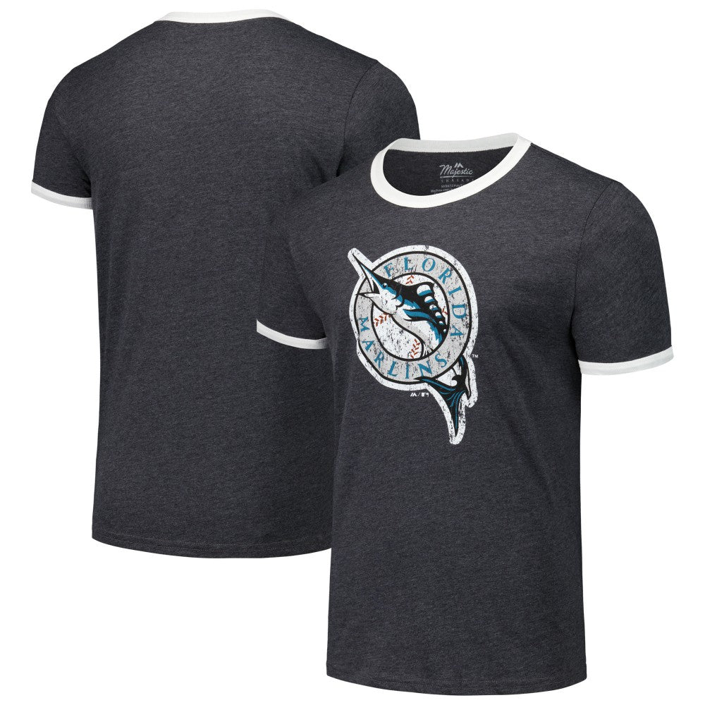 MLB Florida Marlins Majestic Threads Ringer Tri-Blend T-Shirt