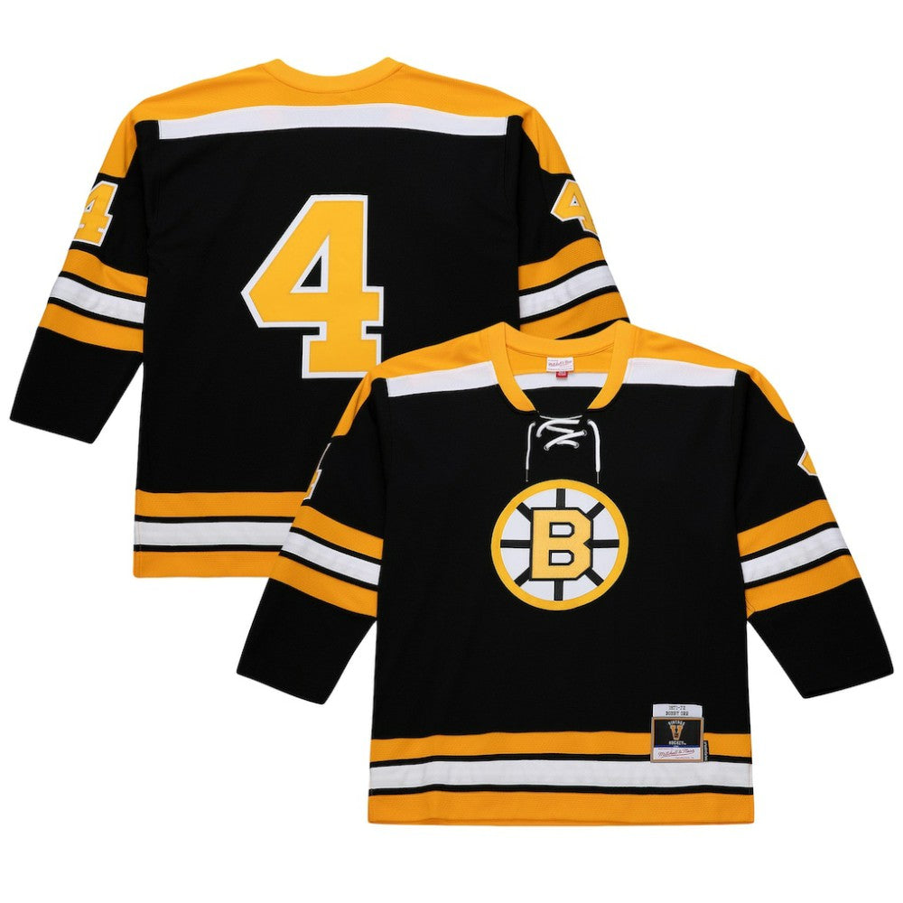 NHL Black Bobby Orr Boston Bruins Mitchell & Ness Big & Tall 1971/72 Blue Line 2.0 Jersey