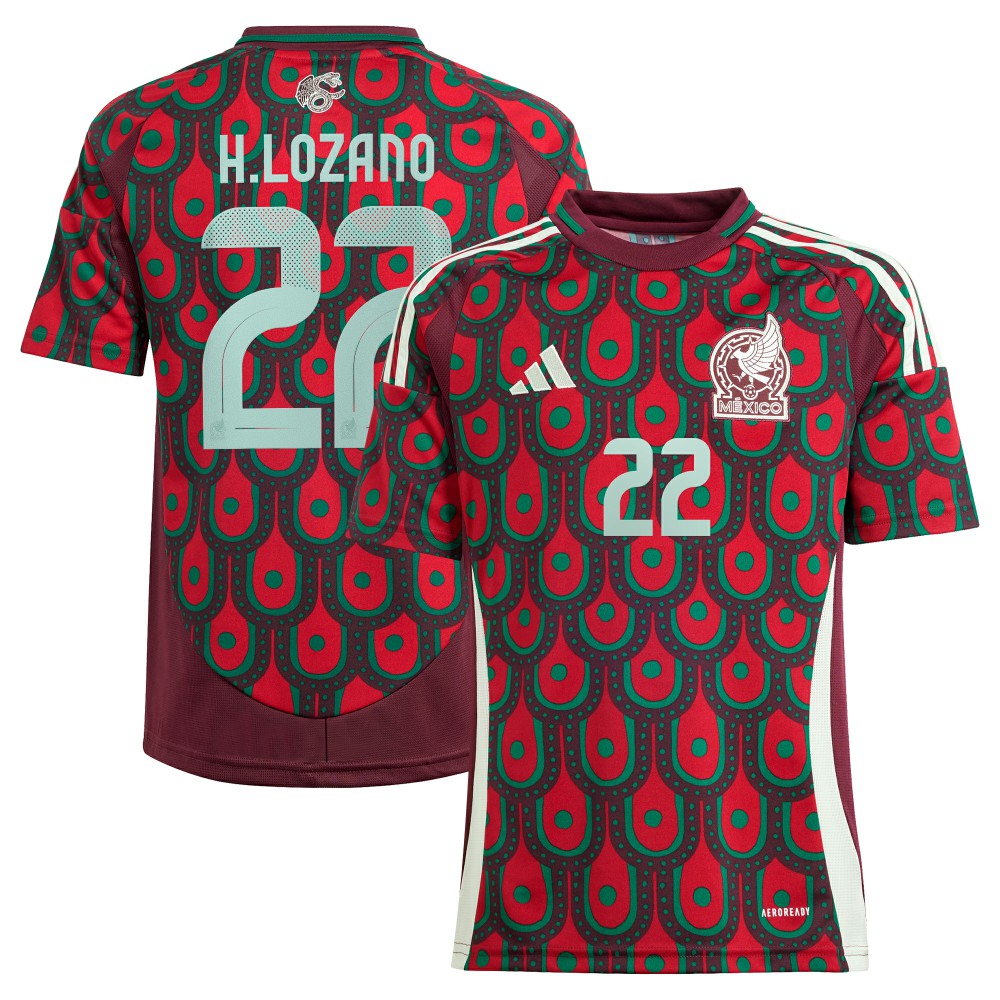 Hirving Lozano Mexico National Team Youth 2024 Home Replica Player Jersey - Adidas Green
