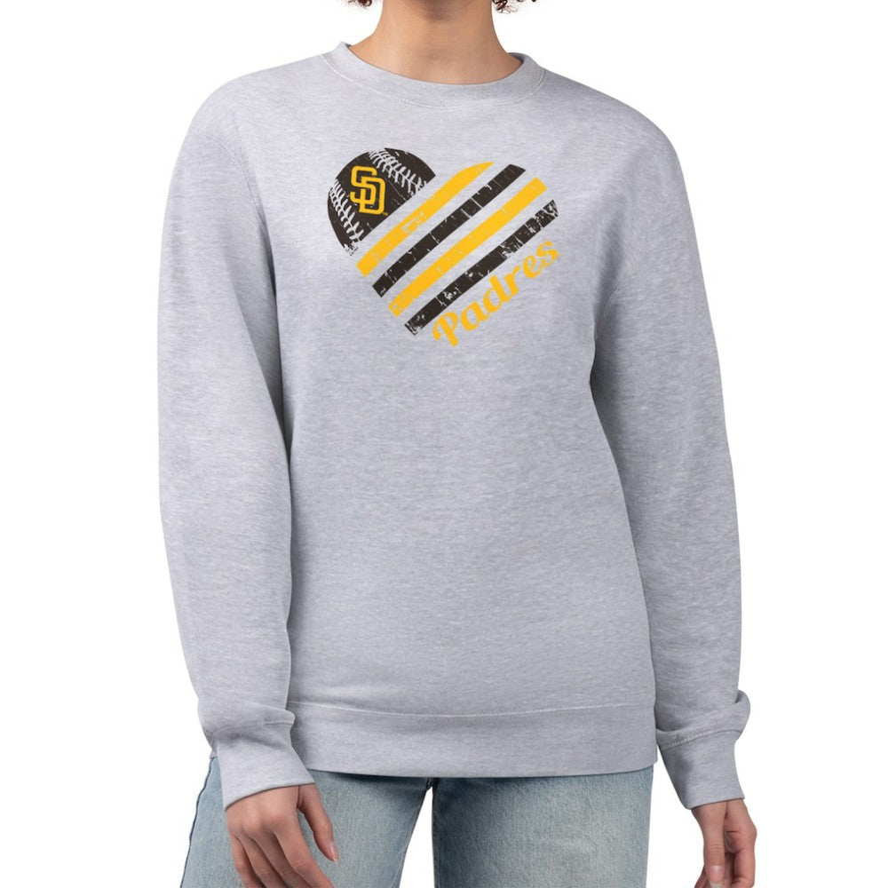 MLB San Diego Padres G-III 4Her by Carl Banks Women's Heart Logo Fleece Pullover Sweatshirt