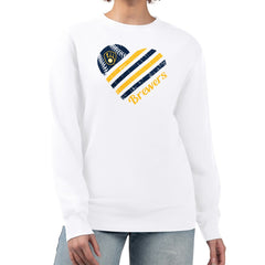 MLB Milwaukee Brewers G-III 4Her by Carl Banks Women's Heart Logo Fleece Pullover Sweatshirt