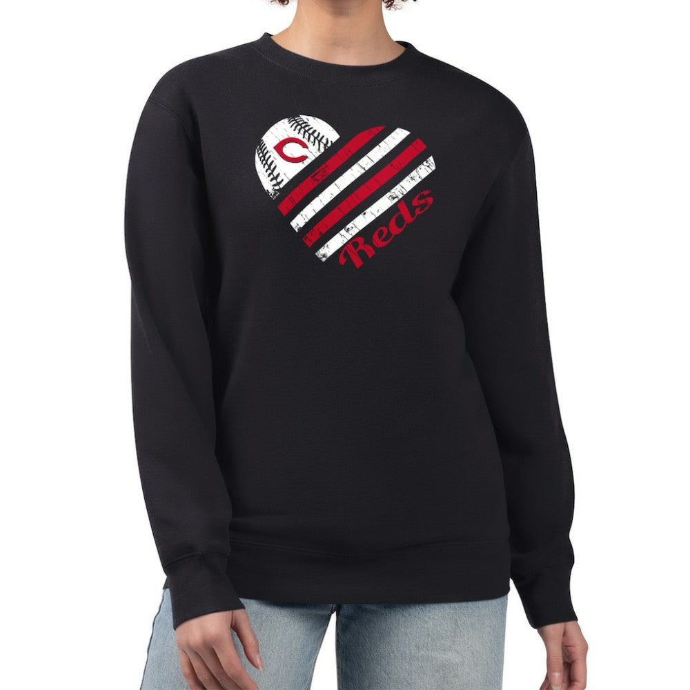 MLB Cincinnati Reds G-III 4Her by Carl Banks Women's Heart Logo Fleece Pullover Sweatshirt