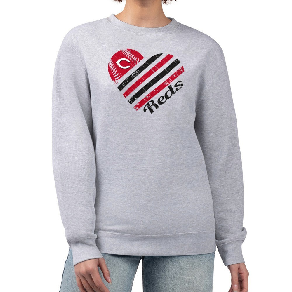 MLB Cincinnati Reds G-III 4Her by Carl Banks Women's Heart Logo Fleece Pullover Sweatshirt