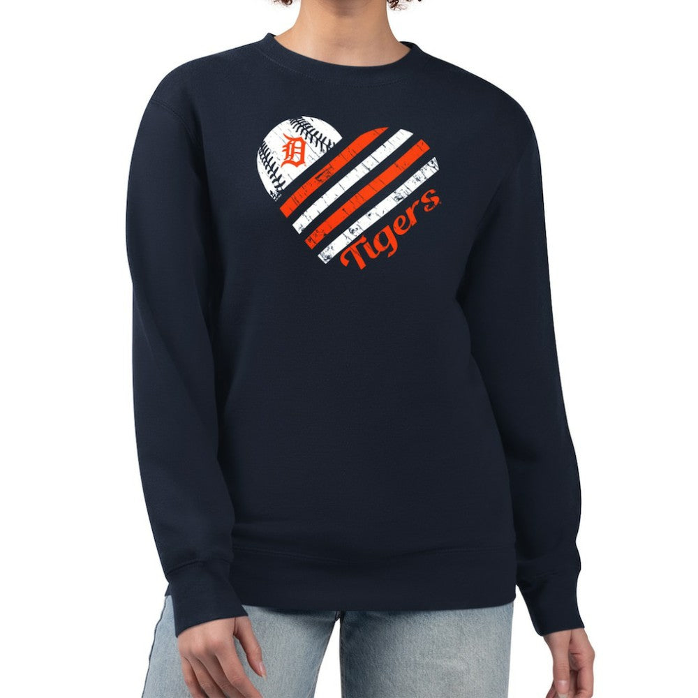 MLB Detroit Tigers G-III 4Her by Carl Banks Women's Heart Logo Fleece Pullover Sweatshirt