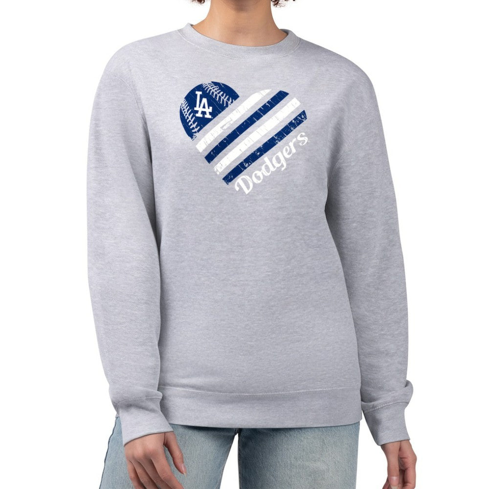 MLB Los Angeles Dodgers G-III 4Her by Carl Banks Women's Heart Logo Fleece Pullover Sweatshirt