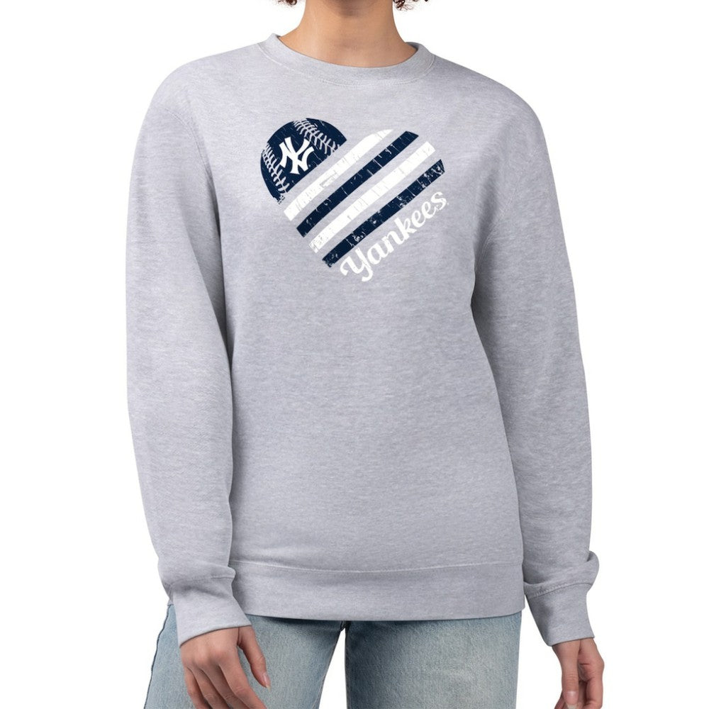 MLB New York Yankees G-III 4Her by Carl Banks Women's Heart Logo Fleece Pullover Sweatshirt
