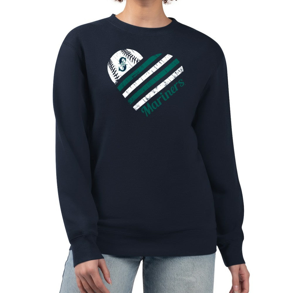 MLB Seattle Mariners G-III 4Her by Carl Banks Women's Heart Logo Fleece Pullover Sweatshirt