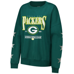 Gameday Couture Women's Rhinestone Star Sleeve Settle the Score Oversized Pullover Sweatshirt - Green Bay Packers